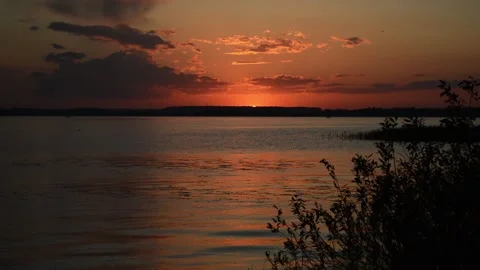 Sunset on the beach lake Video stock 90525288