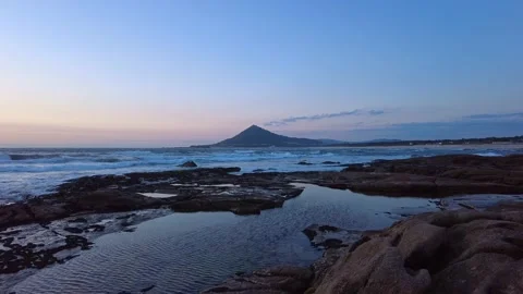 Sunset beach landscape. Summer Atlantic ocean coast. Waves and colorful sky Stock-Footage 156033855