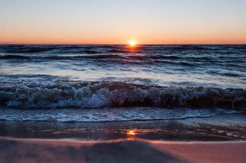 Sunset on the beach, Latvia, Baltic sea Foto stock