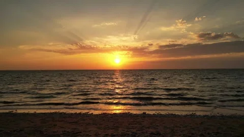 Sunset on the Beach of  L'île D'Aix - 4k Drone Footage Stock Footage 249330631
