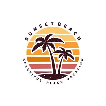 Sunset Beach Logo Stock Illustration