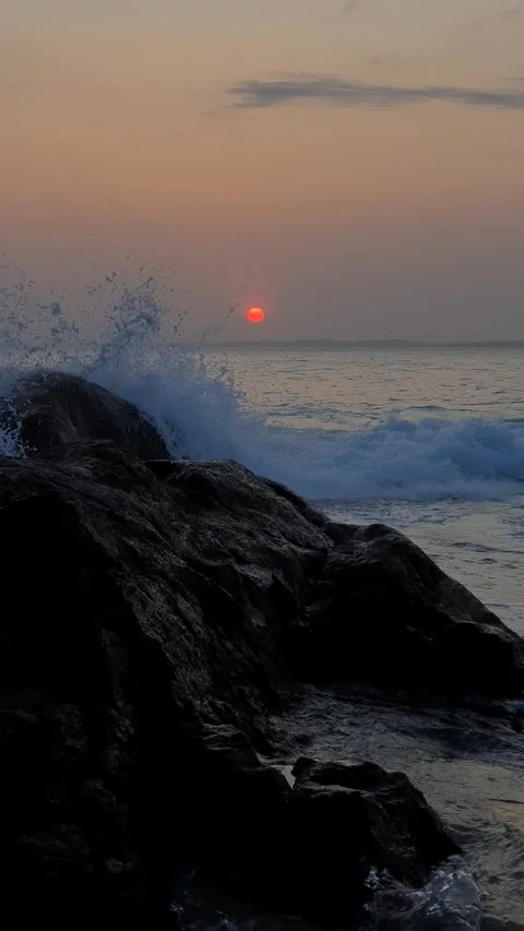 Sunset in the beach at low motion Stock Footage 303308271