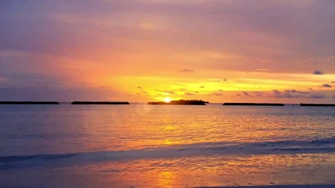 Sunset at the beach in Maldives HD Stock Footage 132126015