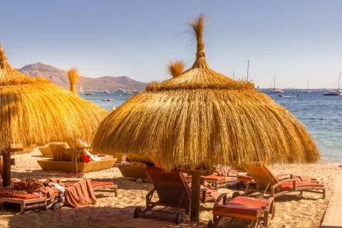 Sunset in a beach in Mallorca, Spain Stock Photos