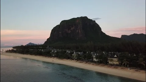 Sunset on a beach in Mauritius Stock Footage 113476731