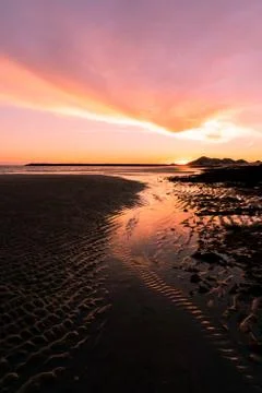 Sunset on the beach, Mexico Stock Photos