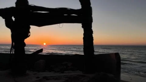 Sunset beach Morocco Foto stock