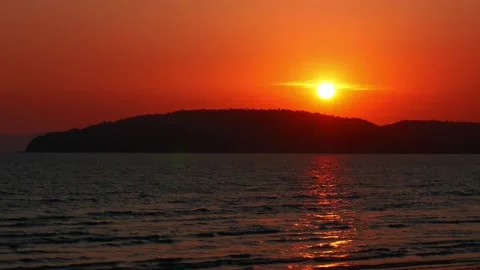 Sunset beach mountain sky beautiful nature Andaman sea Видео 152405191