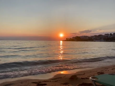 Sunset on the beach of Neos Marmaras, Greece Stock Footage 237605728