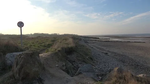 Sunset on a beach in Normandy Video stock 76911939