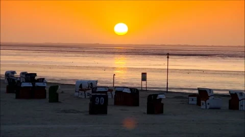 Sunset on the beach, North Sea Stock Footage 52243875
