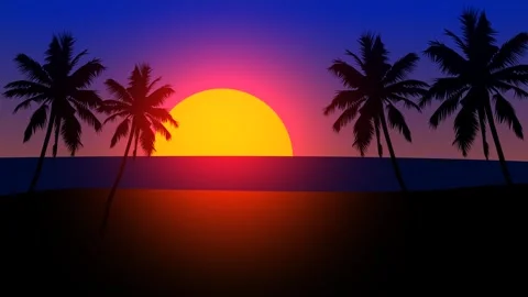 Sunset on the beach with the ocean in the background and the sun going down. Stock Footage 246676889