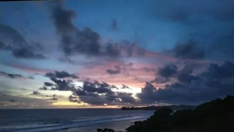Sunset Beach Ocean Sea Timelapse, Sundown, Seashore Waves In Stock Footage 239893992
