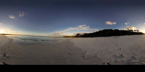 Sunset beach ocean seascape in tropical white sand paradise 360VR Video Stock Footage
