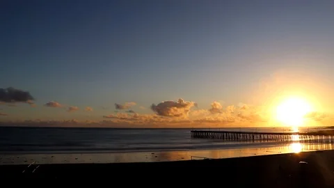 Sunset Beach Ocean Timelapse Stock Footage