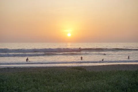 Sunset at the beach with ocean view Stock Photos