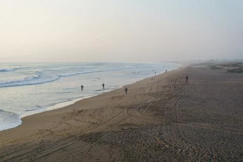 Sunset at the beach with ocean view Stock Photos
