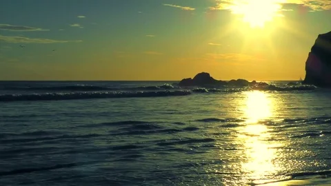 Sunset at the beach, pacific ocean, Costa Rica Stock Footage 81340744