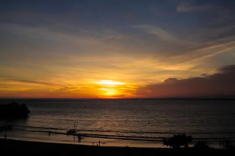 Sunset on the beach pangandaran West Java Indonesia Stock Photos