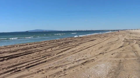 Sunset Beach Panning Shot Stock-Footage 35112750