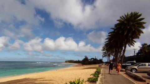 Sunset Beach Panning Time lapse Stock Footage 92694691