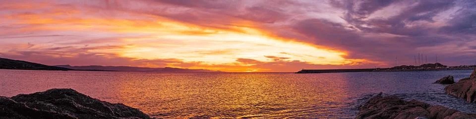 Sunset on the beach (panoramic) Stock Photos