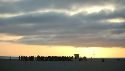 Sunset Beach Party Stock Footage 11360510
