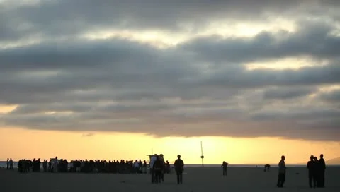 Sunset Beach Party Stock Footage 11360518