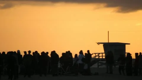 Sunset Beach Party Stock Footage 11360523