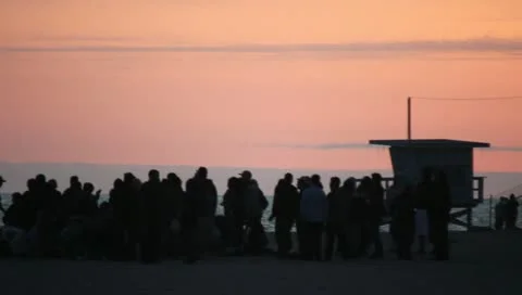 Sunset Beach Party Stock Footage 11360645