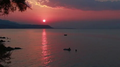 Sunset at the beach with perfect color Stock Footage 78628880