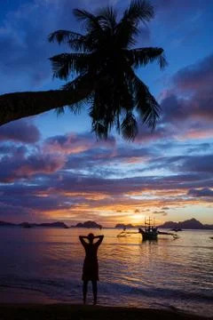 Sunset on the beach. Philippines Foto stock