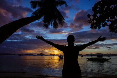Sunset on the beach. Philippines Foto stock