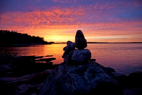 Sunset on the beach Stock Photos