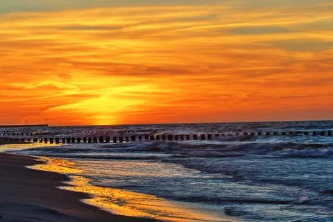 Sunset at the beach Stock Photos