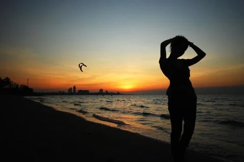 Sunset in the beach Stock Photos