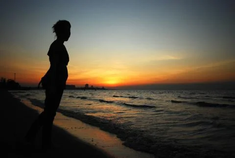 Sunset on the beach Stock Photos