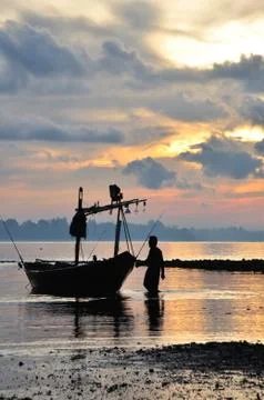 Sunset on the beach Stock Photos