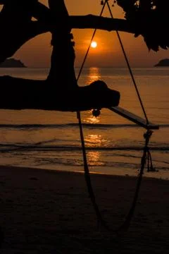 Sunset on the beach Stock Photos