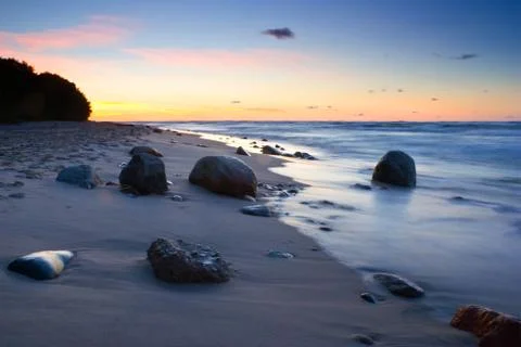 Sunset on the beach Stock Photos