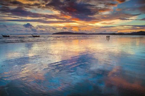 Sunset at beach Fotos de archivo