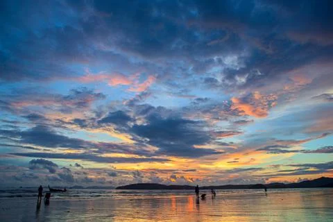 Sunset at beach Fotos de archivo