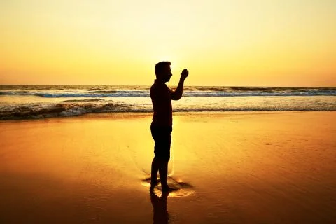 Sunset on the beach Fotos Stock