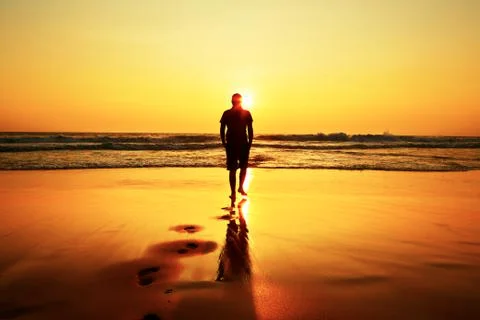 Sunset on the beach Foto stock