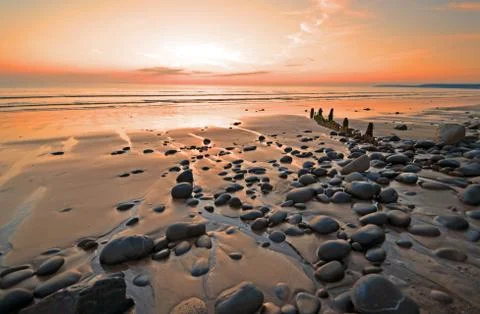 Sunset on the beach Foto stock