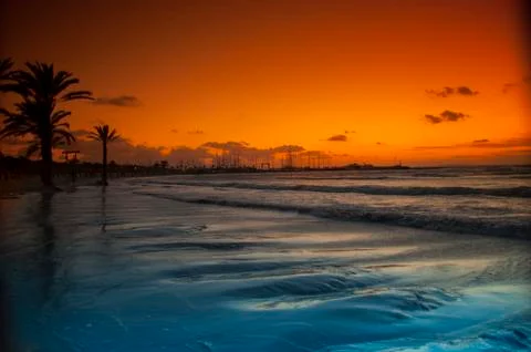 Sunset on the beach Foto stock