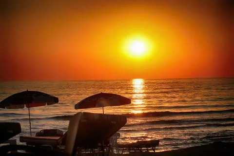 Sunset at the beach Stock Photos