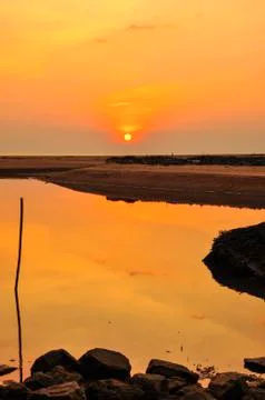 Sunset at the beach Foto stock