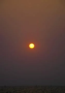 Sunset in beach 库存照片