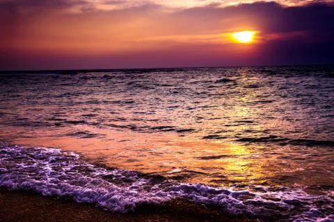 Sunset on the beach Stock Photos